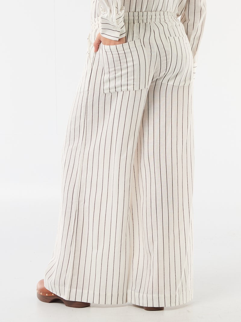 Wijde zwangerschapsbroek van linnenmix Wit - Kiabi