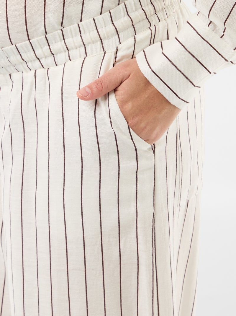 Wijde zwangerschapsbroek van linnenmix Wit - Kiabi