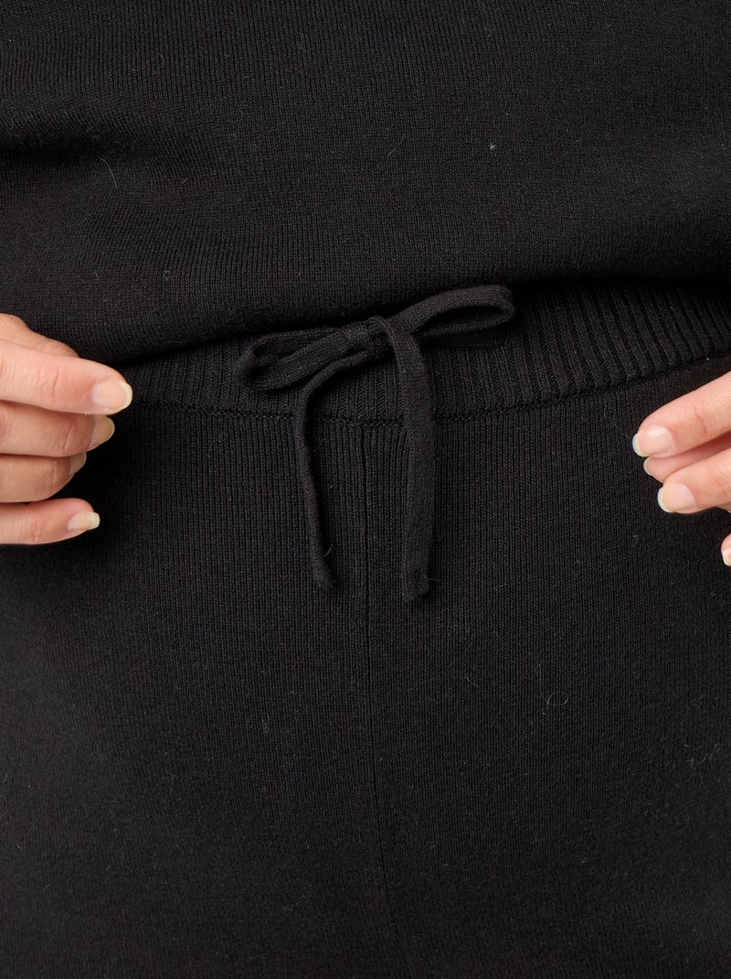 Wijde zwangerschapsbroek van ribtricot Zwart - Kiabi