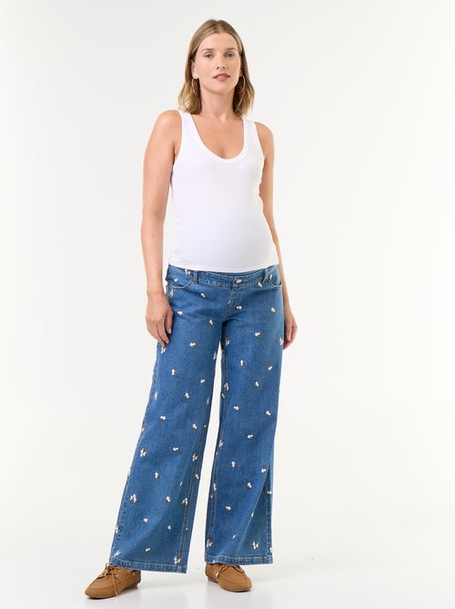 Wijde zwangerschapsjeans met motief - Kiabi Wijde zwangerschapsjeans met motief - Kiabi
