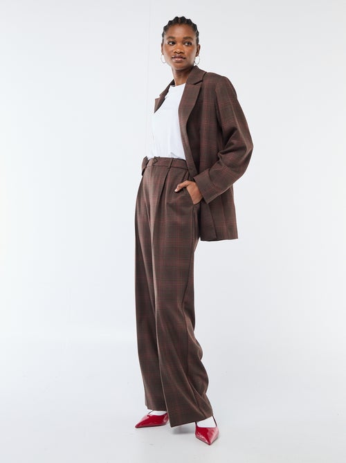 Wijdvallende broek met ruitjes - Kiabi