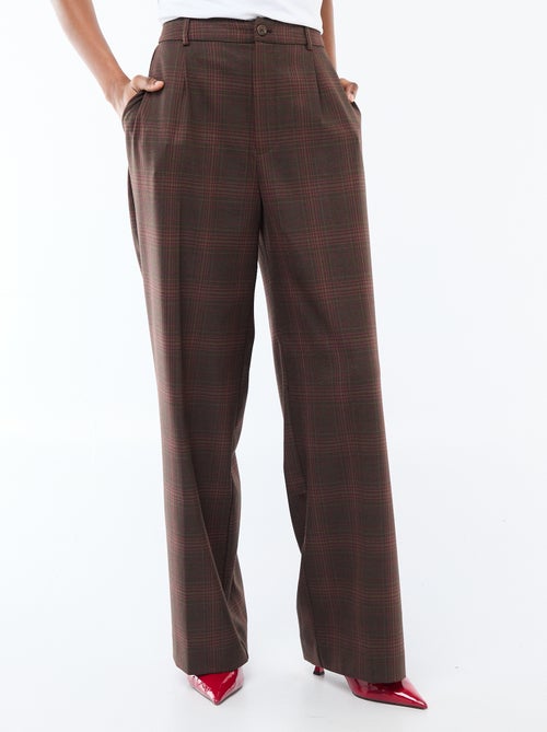 Wijdvallende broek met ruitjes - Kiabi