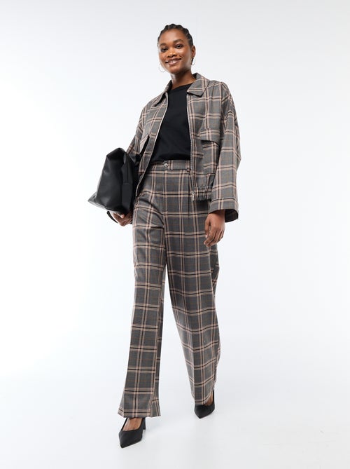 Wijdvallende broek met ruitjes - Kiabi