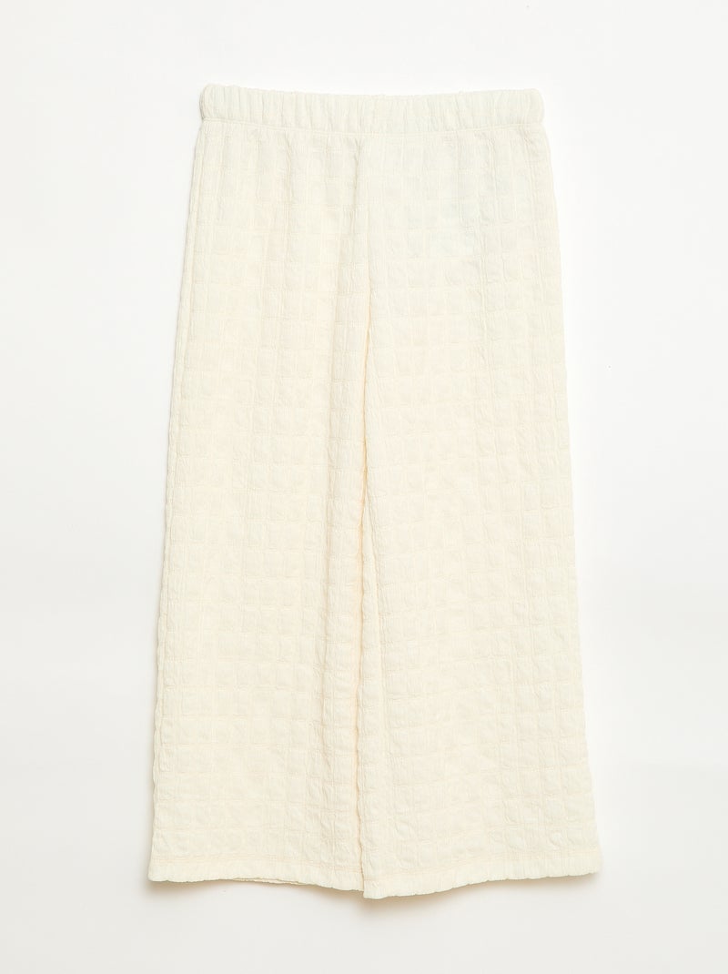 Wijdvallende broek van stretch tricot Biege - Kiabi