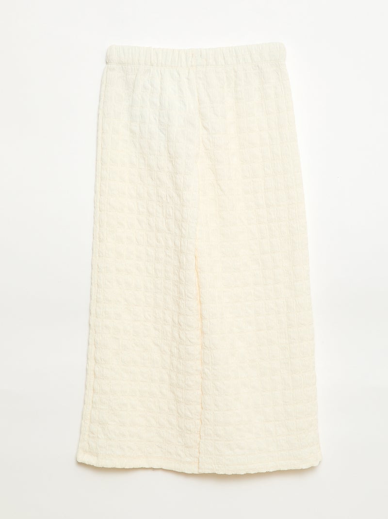 Wijdvallende broek van stretch tricot Biege - Kiabi