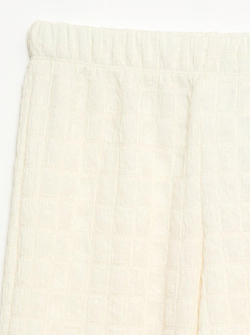Wijdvallende broek van stretch tricot Biege - Kiabi