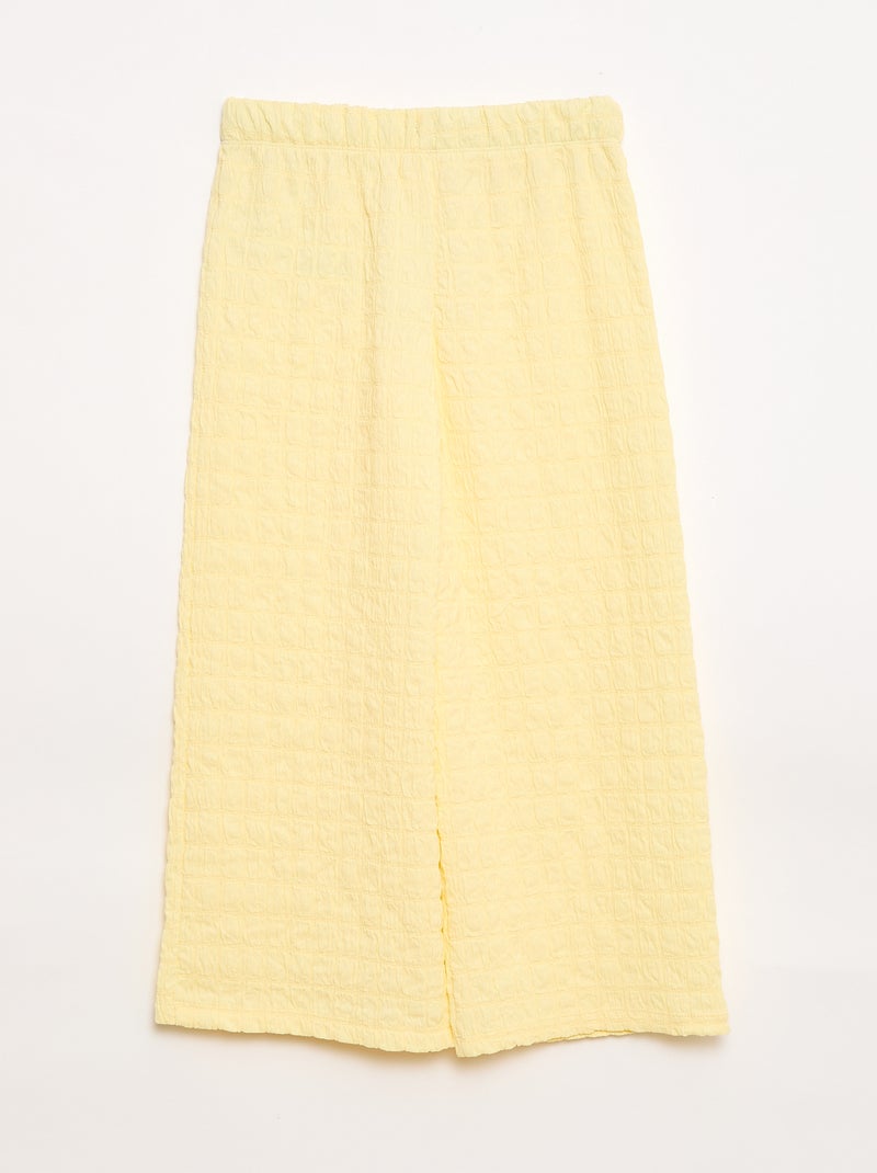 Wijdvallende broek van stretch tricot Geel - Kiabi