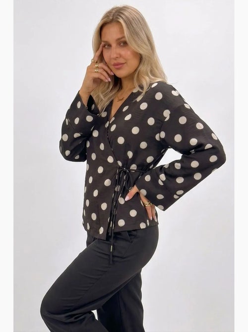 Wikkelblouse met stippen en strikdetail bdart - Kiabi
