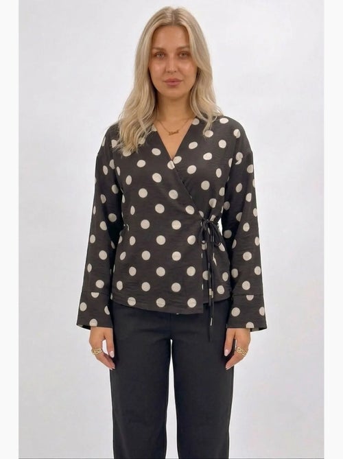 Wikkelblouse met stippen en strikdetail bdart - Kiabi