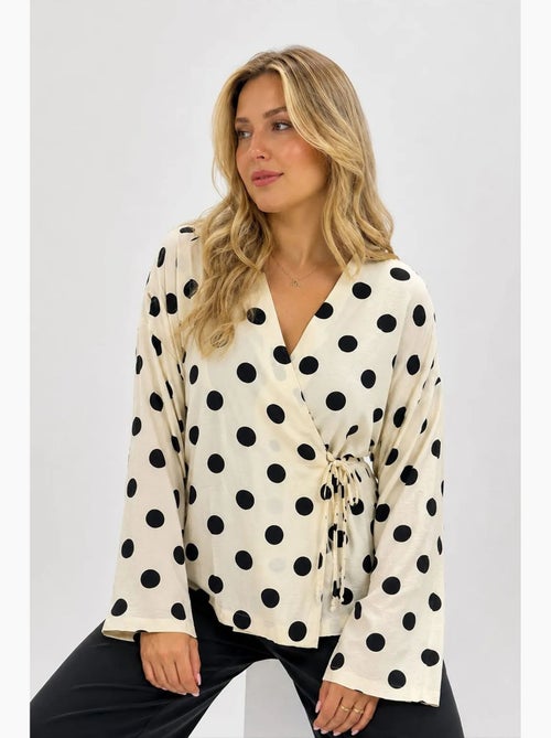 Wikkelblouse met stippen en strikdetail bdart - Kiabi