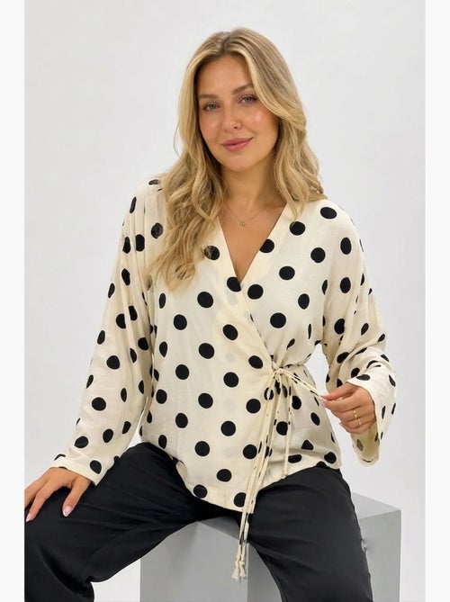 Wikkelblouse met stippen en strikdetail bdart - Kiabi