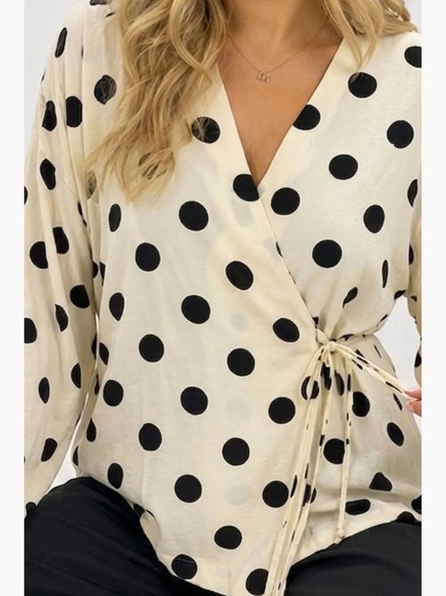 Wikkelblouse met stippen en strikdetail bdart - Kiabi