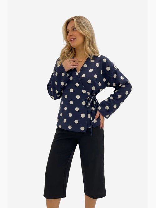 Wikkelblouse met stippen en strikdetail bdart - Kiabi