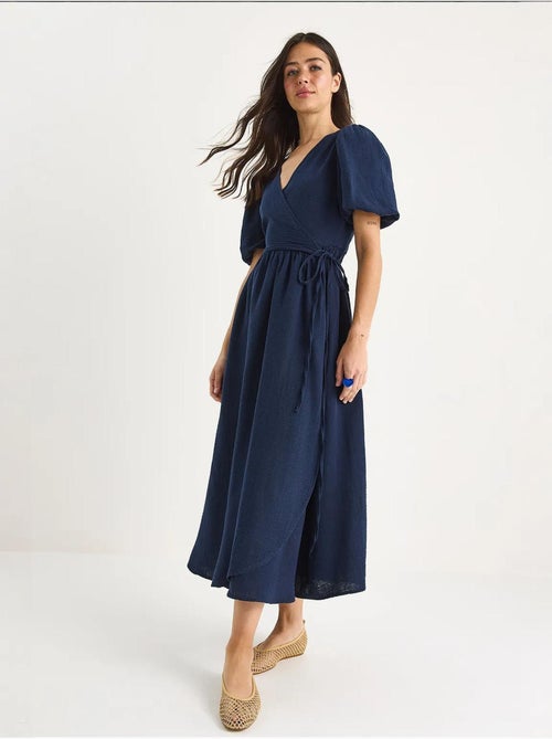 Wikkeljurk met lange mousseline en ballonmouwen lucci - Kiabi Wikkeljurk met lange mousseline en ballonmouwen lucci - Kiabi