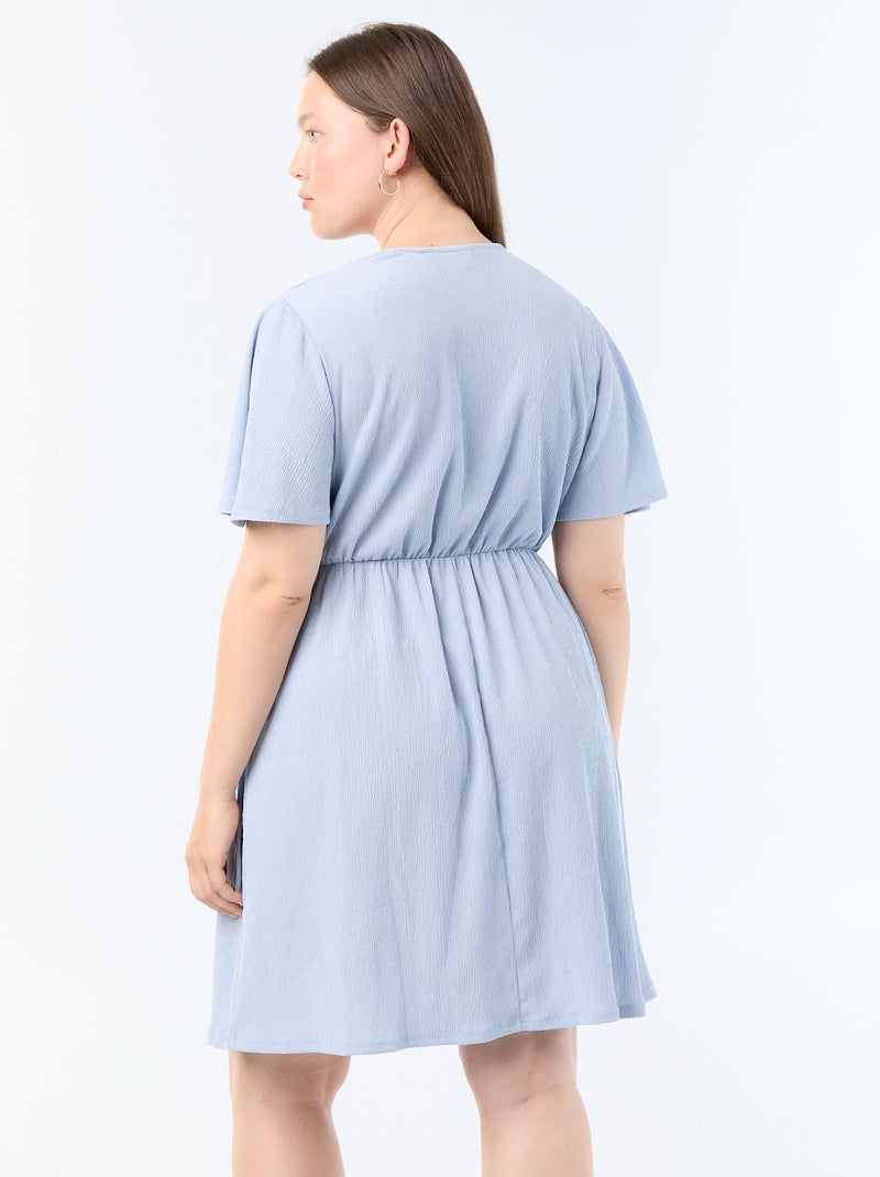Wikkeljurk van gewafelde stof Blauw - Kiabi