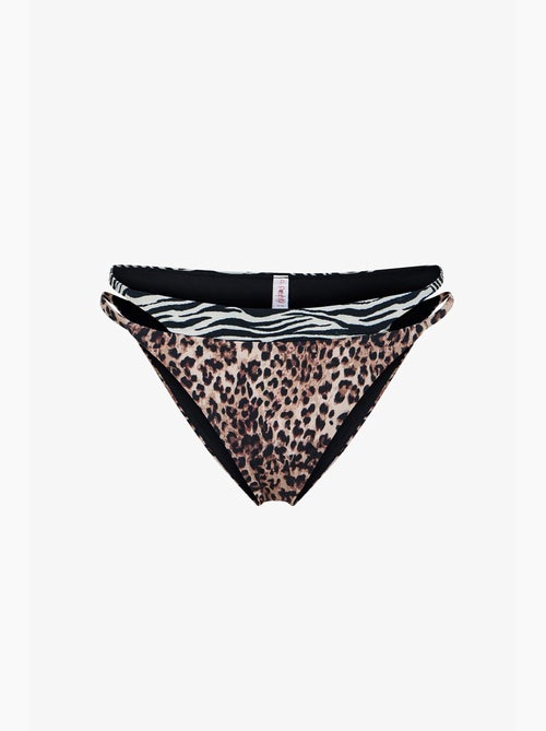 Wild bikinibroekje met gelaagde zijkanten en luipaardprint, middelhoge taille penti - Kiabi Wild bikinibroekje met gelaagde zijkanten en luipaardprint, middelhoge taille penti - Kiabi