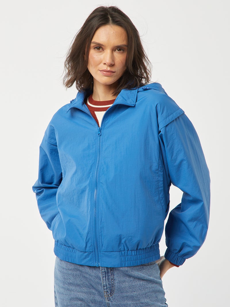 Windjack met capuchon blauw - Kiabi