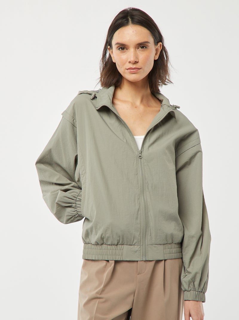 Windjack met capuchon GROEN - Kiabi