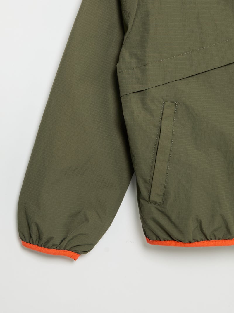Windjack met capuchon Kaki - Kiabi