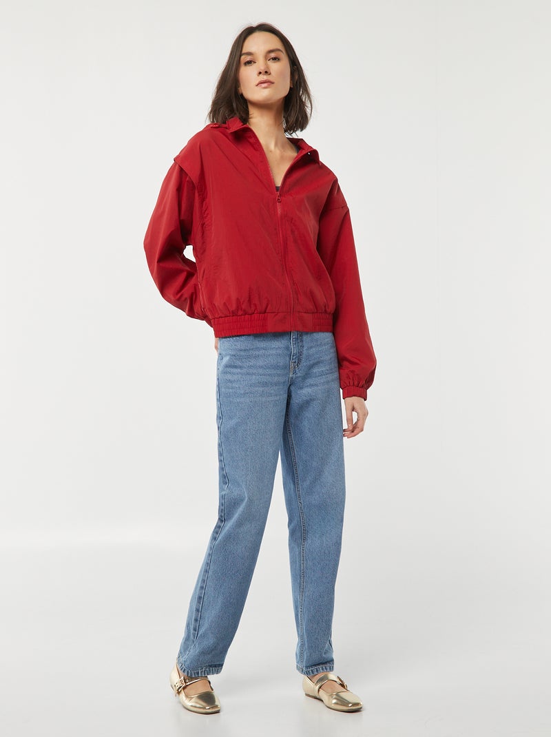 Windjack met capuchon ROOD - Kiabi