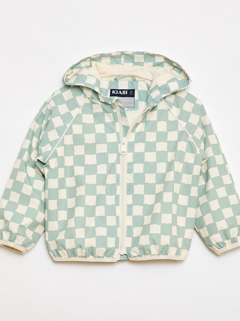 Windjas met capuchon en all-over print Groen - Kiabi