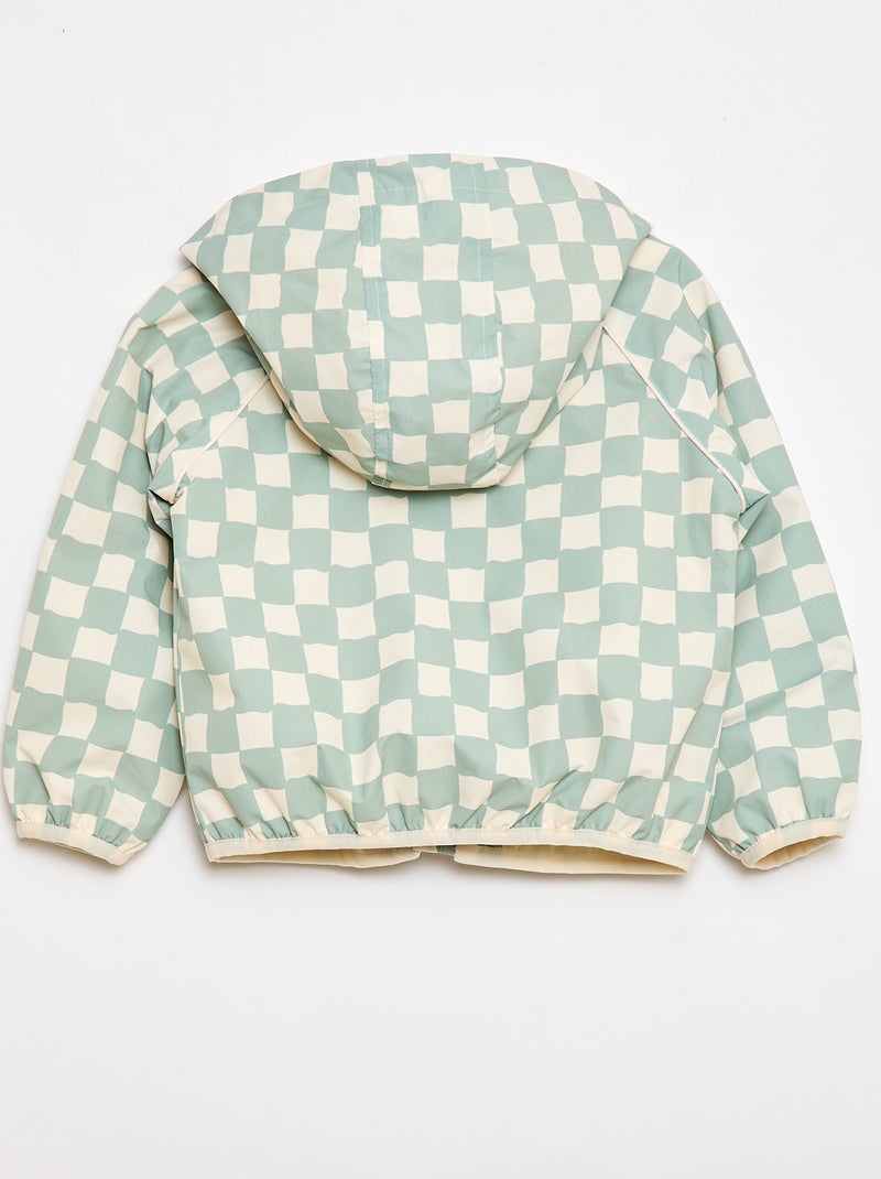Windjas met capuchon en all-over print Groen - Kiabi