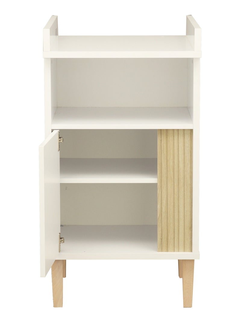 Wisselkast met gestructureerd imitatiehout en houten poten Wit Bruin - Kiabi