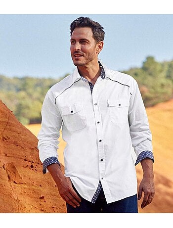 Wit overhemd in country stijl - ATLAS FOR MEN