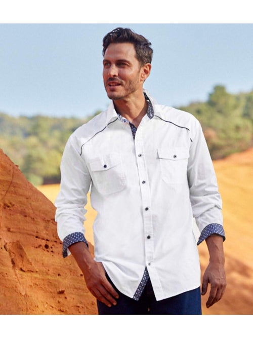 Wit overhemd in country stijl - ATLAS FOR MEN - Kiabi Wit overhemd in country stijl - ATLAS FOR MEN - Kiabi