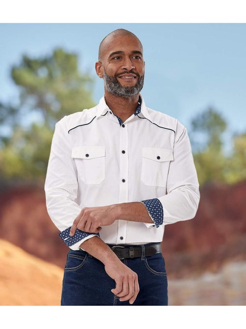 Wit overhemd in country stijl - ATLAS FOR MEN - Kiabi Wit overhemd in country stijl - ATLAS FOR MEN - Kiabi