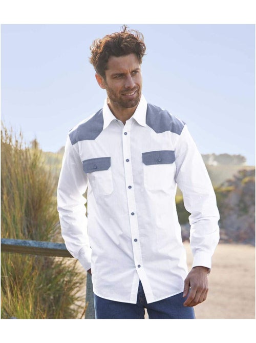 Wit overhemd in westernstijl - ATLAS FOR MEN - Kiabi Wit overhemd in westernstijl - ATLAS FOR MEN - Kiabi