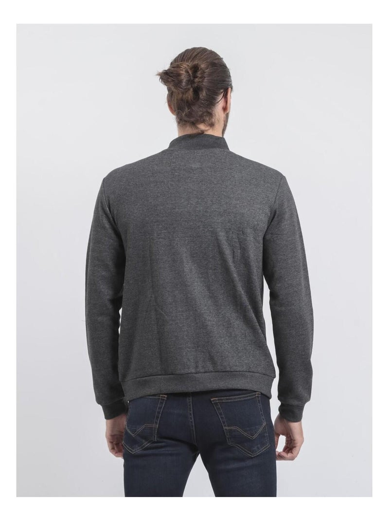 Wits vest met hoge kraag en ritssluiting Antracietgrijs - Kiabi