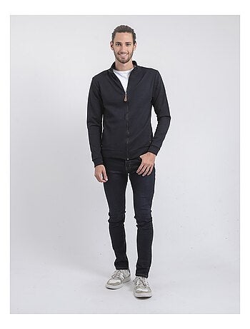 Wits vest met hoge kraag en ritssluiting