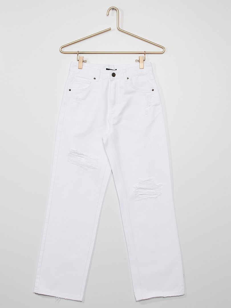 Witte jeans met destroyed effect wit - Kiabi