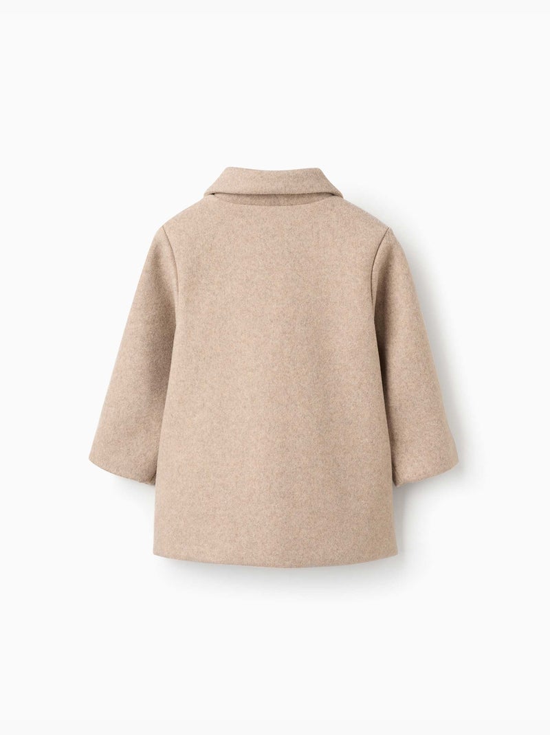 Wol-effect jas met voering b&s Lichtbeige - Kiabi
