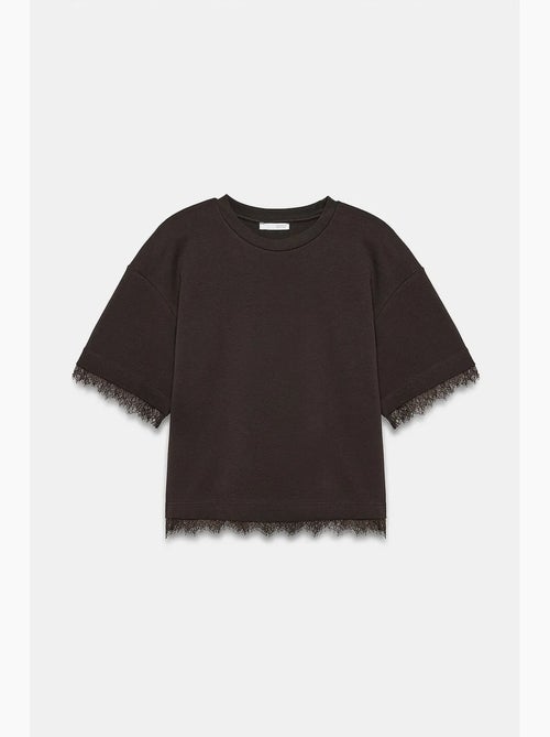 Women's katoenen t-shirt met elastaan en ronde hals dilvin - Kiabi