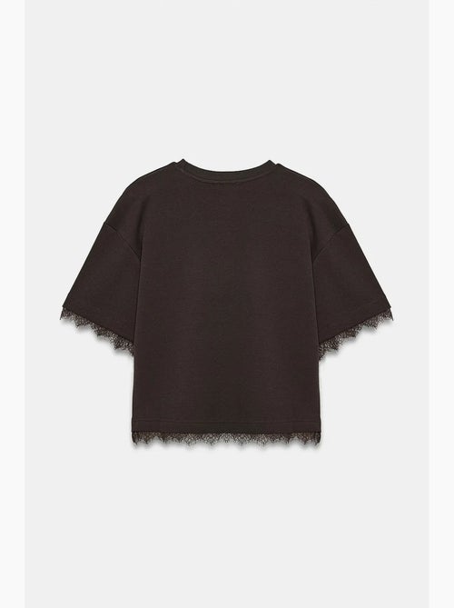 Women's katoenen t-shirt met elastaan en ronde hals dilvin - Kiabi