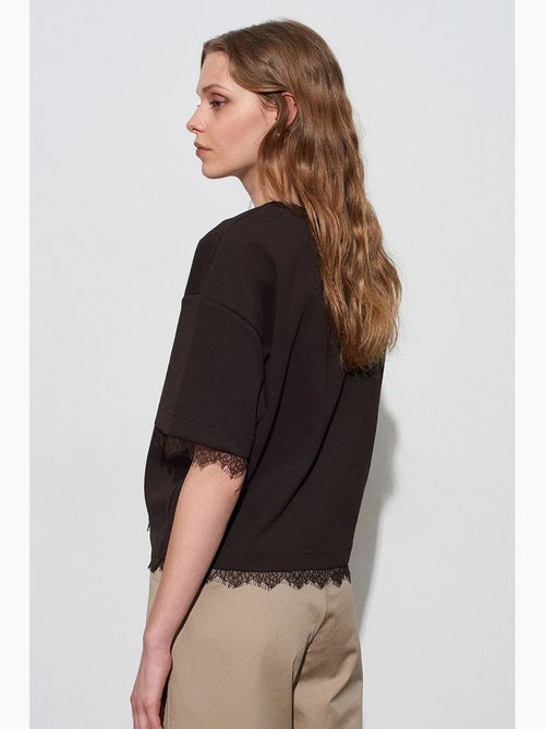Women's katoenen t-shirt met elastaan en ronde hals dilvin - Kiabi
