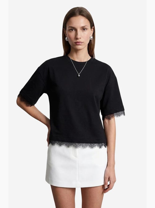 Women's katoenen t-shirt met elastaan en ronde hals dilvin - Kiabi