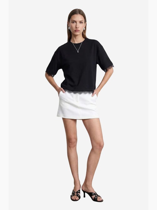 Women's katoenen t-shirt met elastaan en ronde hals dilvin - Kiabi