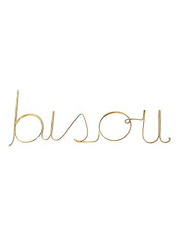Woord verguld messing draad "bisou