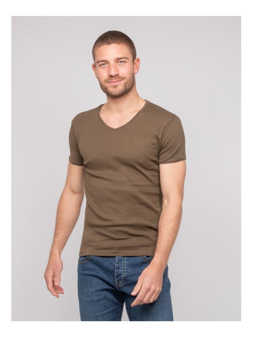 Worko katoenen t-shirt met v-hals - Kiabi Worko katoenen t-shirt met v-hals - Kiabi