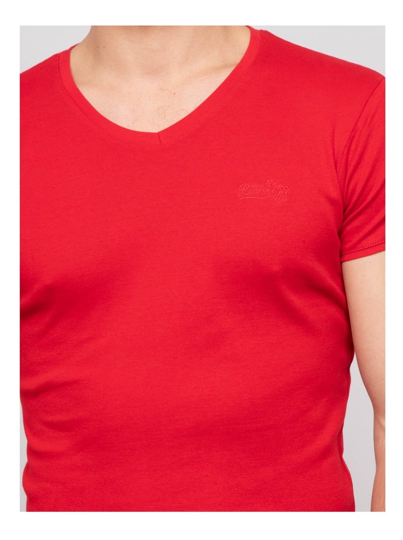 Worko katoenen t-shirt met v-hals Rood - Kiabi