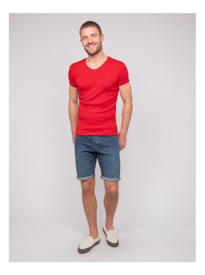 Worko katoenen t-shirt met v-hals Rood - Kiabi