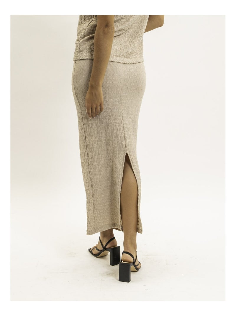 Xabita lange rok met wafelpatroon Beige - Kiabi