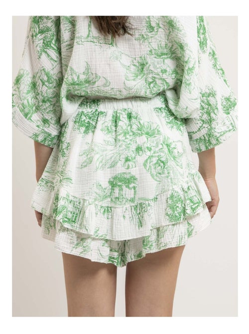 Xalone korte katoenen gaasrok met toile de jouy-patroon - Kiabi