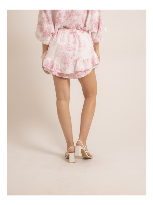Xalone korte katoenen gaasrok met toile de jouy-patroon - Kiabi