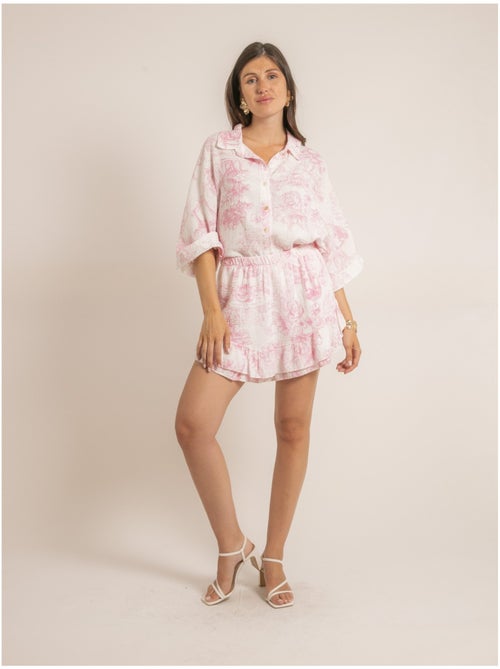 Xalone korte katoenen gaasrok met toile de jouy-patroon - Kiabi