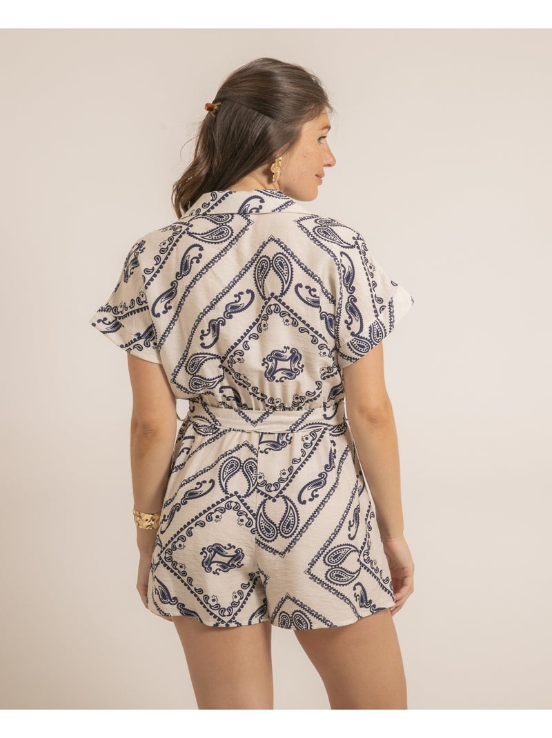 Xelene playsuit met patroon Ecru - Kiabi
