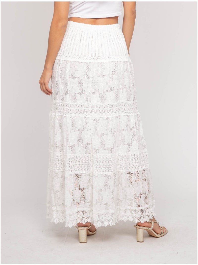 XESTINA lange kanten rok Wit - Kiabi